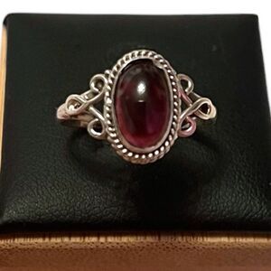 Sterling Silver Genuine Garnet Ring Size 7.75